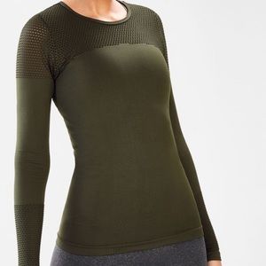 Fabletics Musetta Seamless LS Olive Top (large)